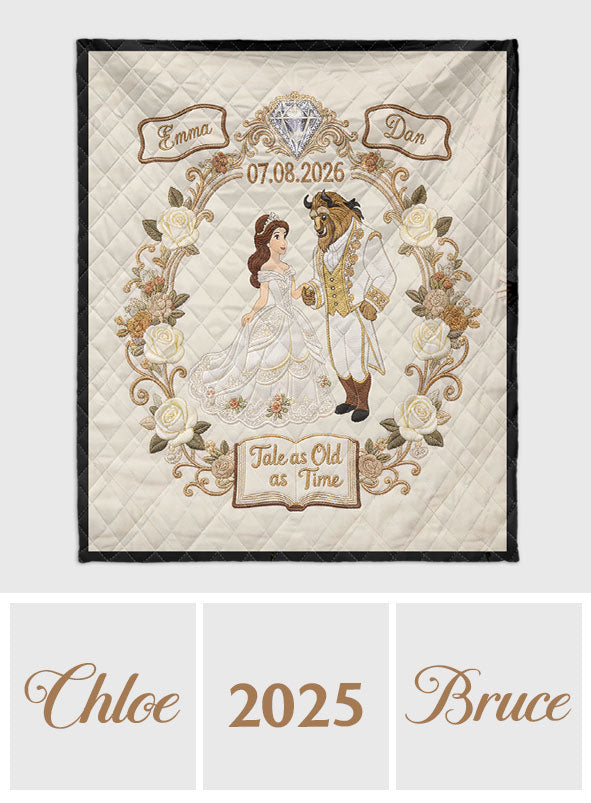 Personalized Beauty and the Beast Quilt Custom Name Gift for Couples Quilt GradoCreations