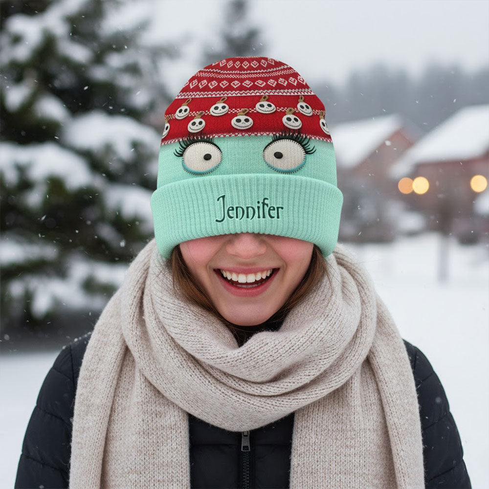 Personalized Snowman Face Beanie Hat Custom Name Gift Beanie Hat GradoCreations