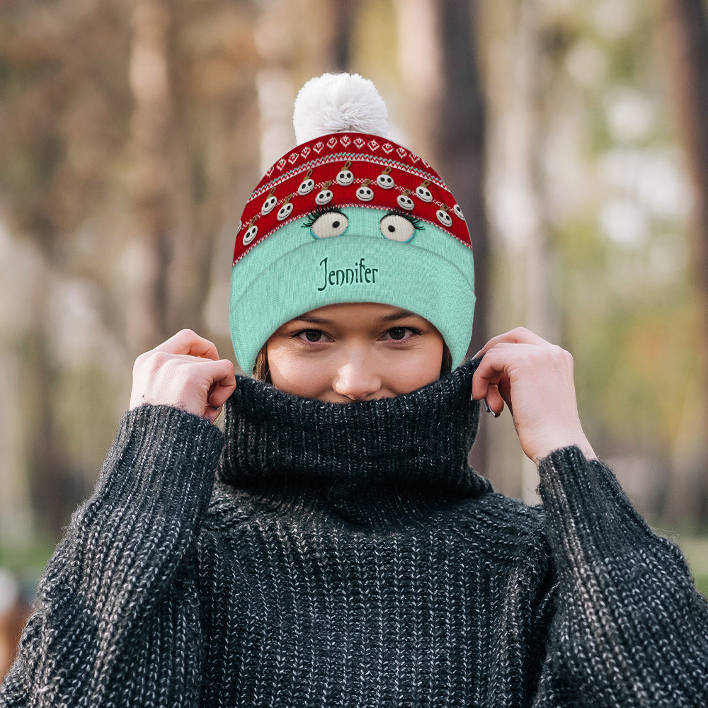 Personalized Snowman Face Beanie Hat Custom Name Gift Beanie Hat GradoCreations