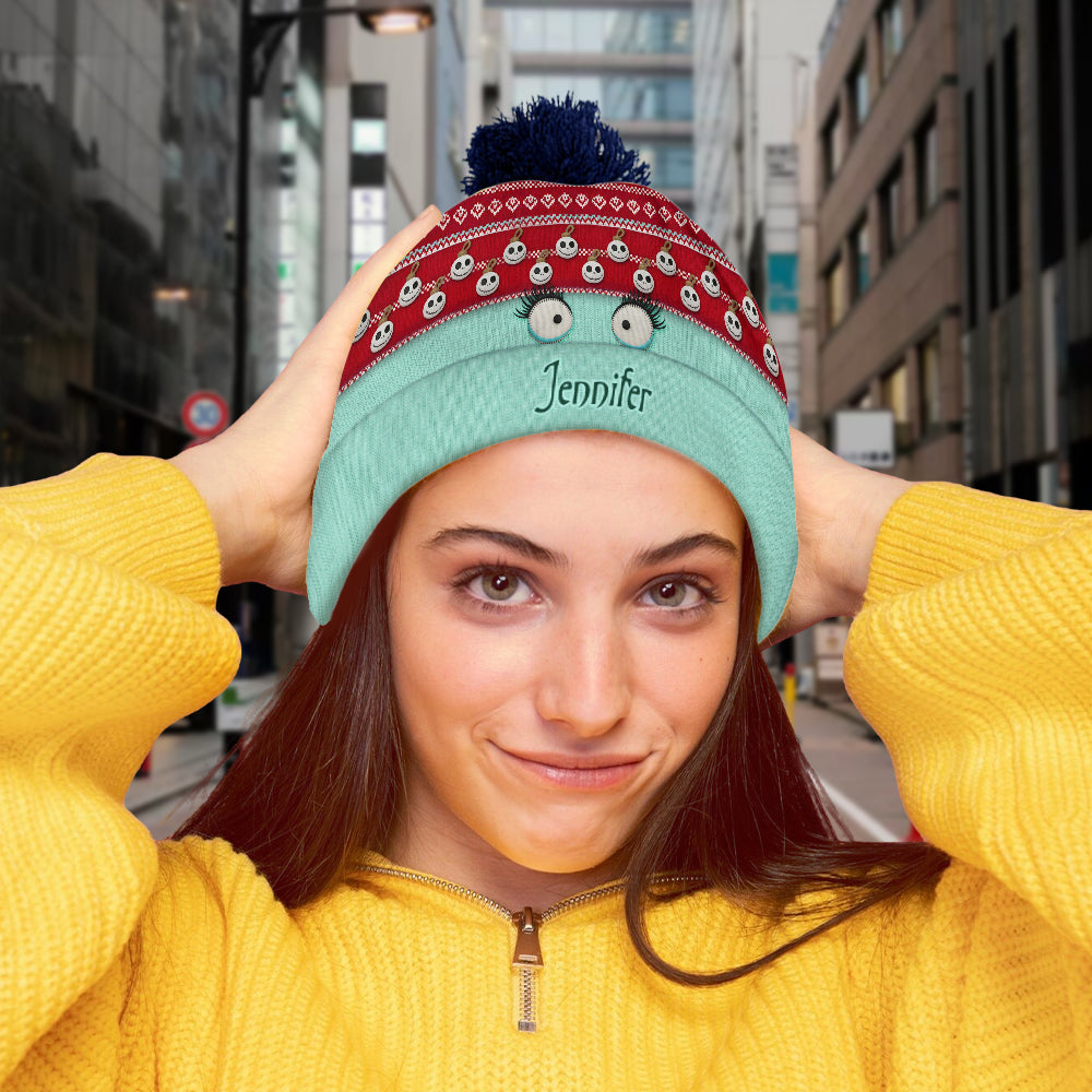 Personalized Snowman Face Beanie Hat Custom Name Gift Beanie Hat GradoCreations