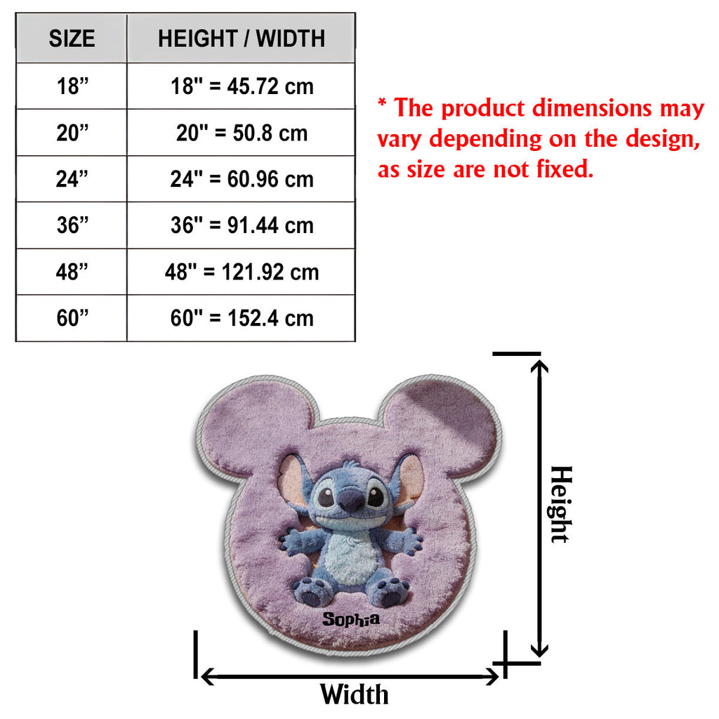 Personalized Stitch Non-Slip Tufted Rug Custom Name Gift for Kids Non-Slip Tufted Rug GradoCreations