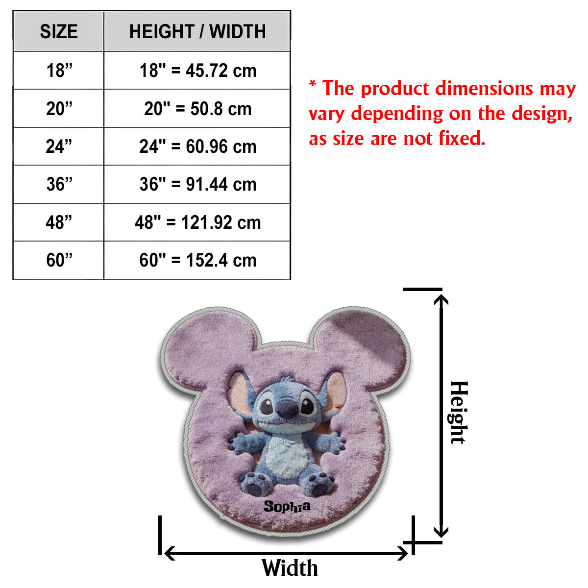 Personalized Stitch Non-Slip Tufted Rug Custom Name Gift for Kids Non-Slip Tufted Rug GradoCreations
