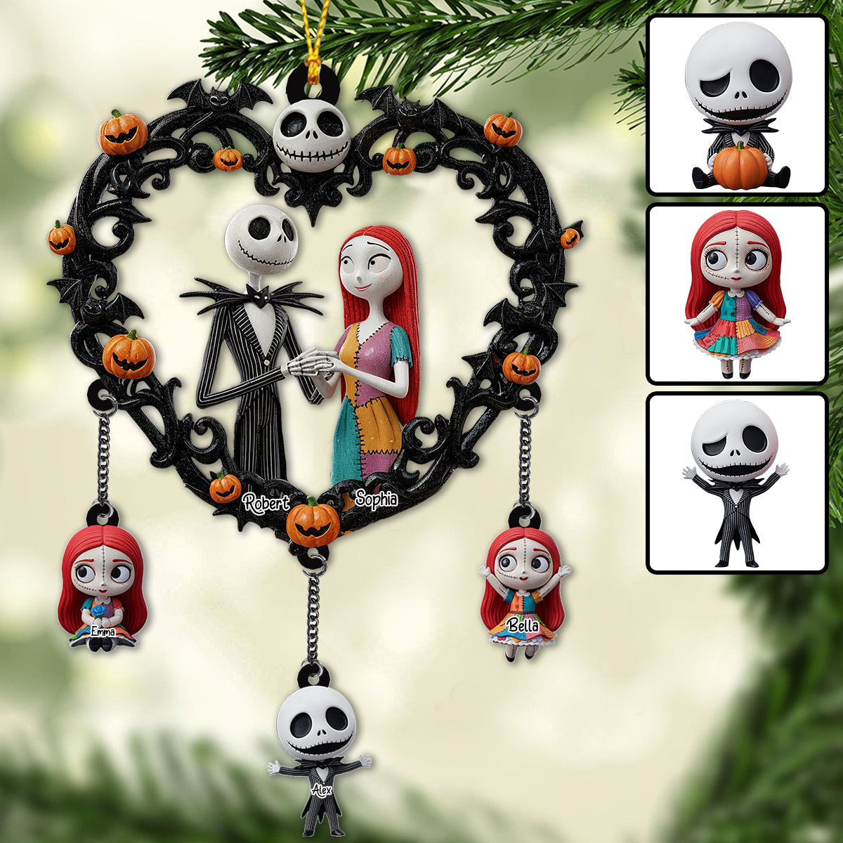 Personalized Nightmare Before Christmas Ornament with Charms for Holiday Decor Ornament With Charm GradoCreations