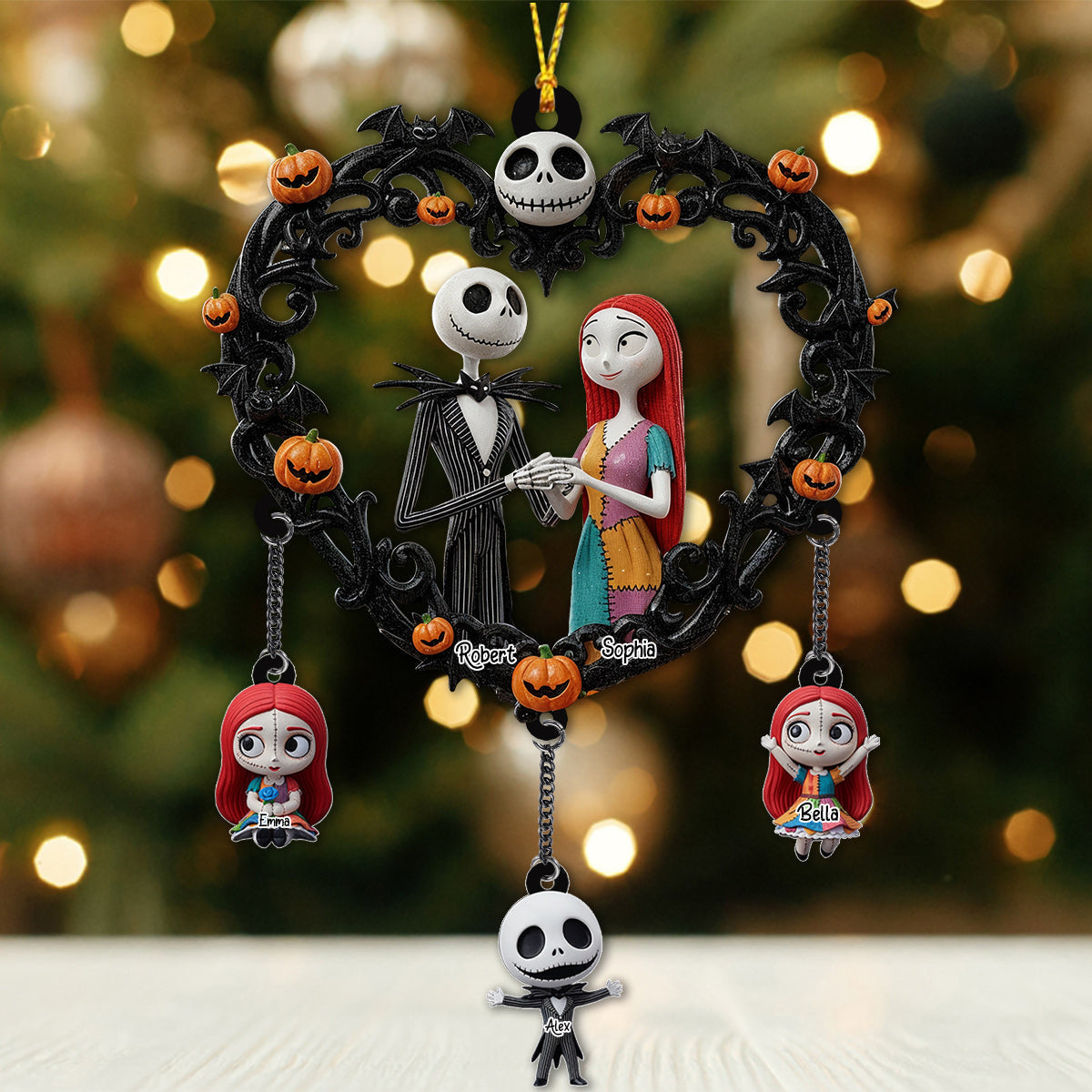Personalized Nightmare Before Christmas Ornament with Charms for Holiday Decor Ornament With Charm GradoCreations