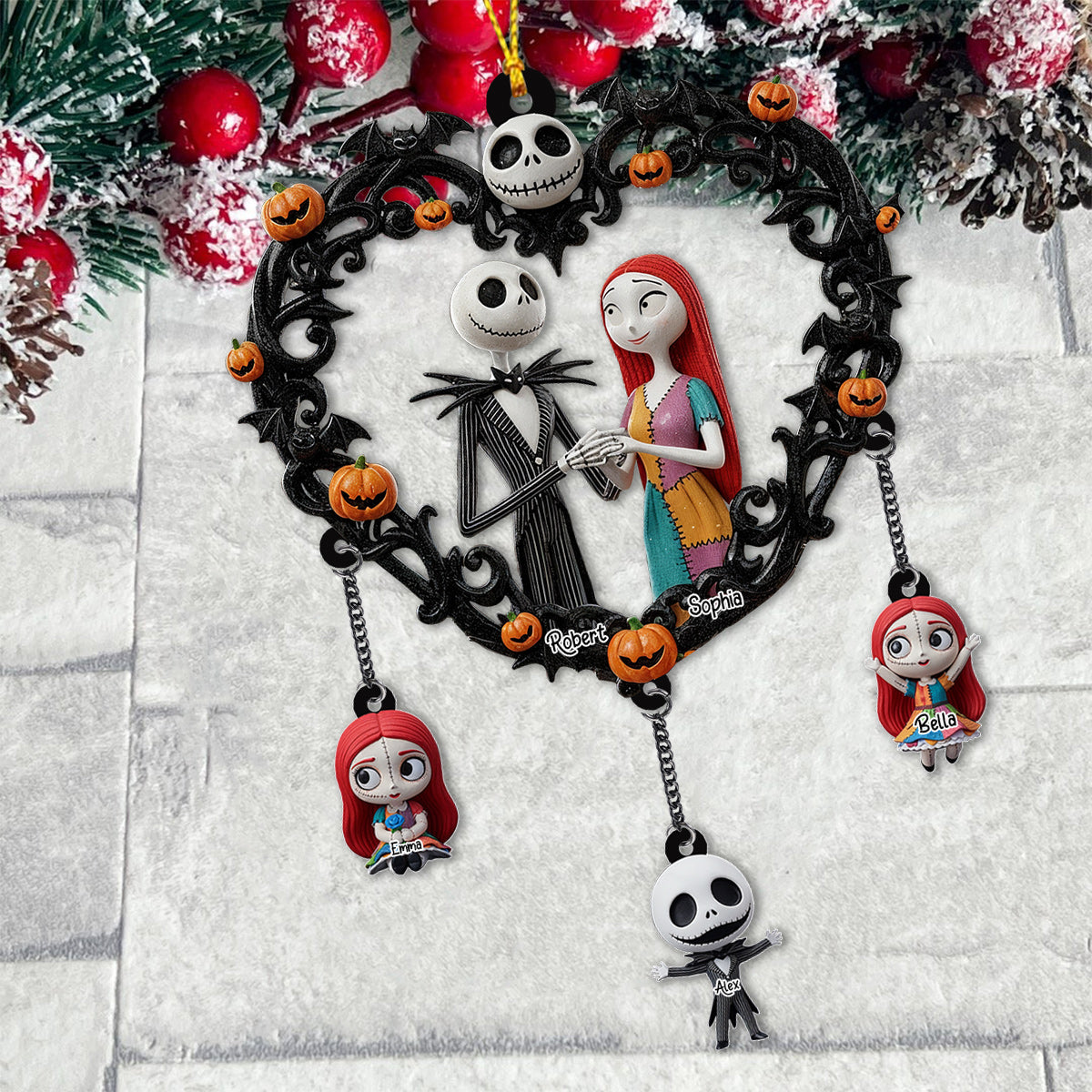 Personalized Nightmare Before Christmas Ornament with Charms for Holiday Decor Ornament With Charm GradoCreations