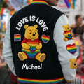 Personalized LGBT Support Varsity Jacket with Cute Bear Design Varsity Jacket GradoCreations