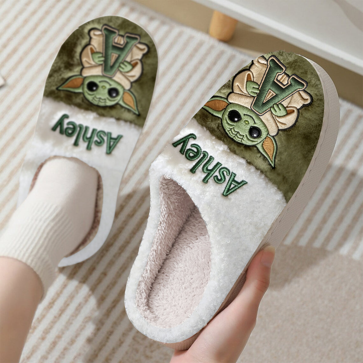 Personalized Galaxy Character Slippers Custom Name Gift Slippers GradoCreations