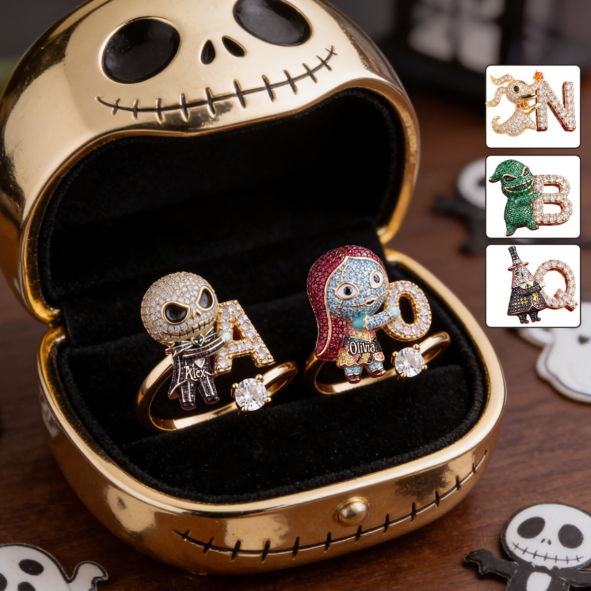 Personalized Nightmare Adjustable Ring Custom Name Gift for Her Adjustable Shaped Ring GradoCreations