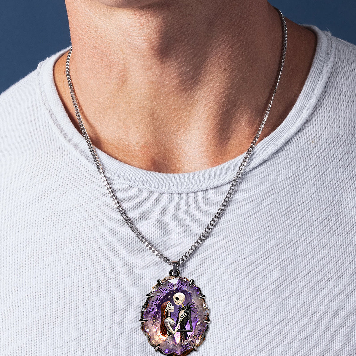Personalized Nightmare Shaped Metal Pendant Necklace Gift Shaped Metal Pendant Necklace GradoCreations