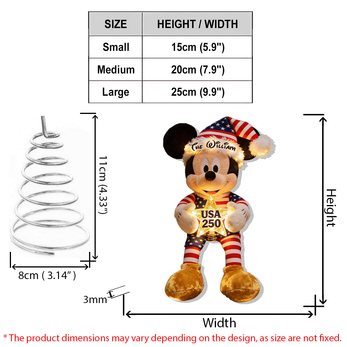 Personalized Mickey Mouse LED Light Tree Topper for Christmas LED Light Tree Topper GradoCreations