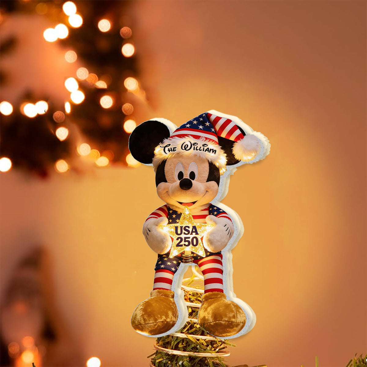 Personalized LED Acrylic Christmas Tree Topper for Family LED Light Tree GradoCreations