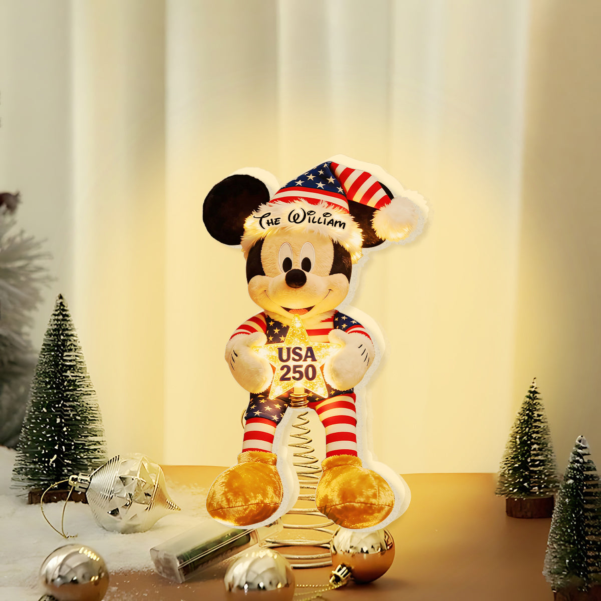 Personalized LED Acrylic Christmas Tree Topper for Family LED Light Tree GradoCreations