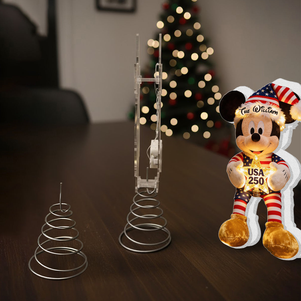 Personalized Mickey Mouse LED Light Tree Topper for Christmas LED Light Tree Topper GradoCreations