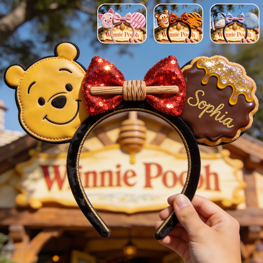 Personalized Winnie Pooh Leather Headband Fun Gift for Kids Shaped Leather Headband GradoCreations