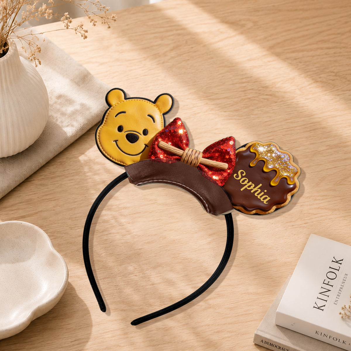 Personalized Winnie Pooh Leather Headband Fun Gift for Kids Shaped Leather Headband GradoCreations