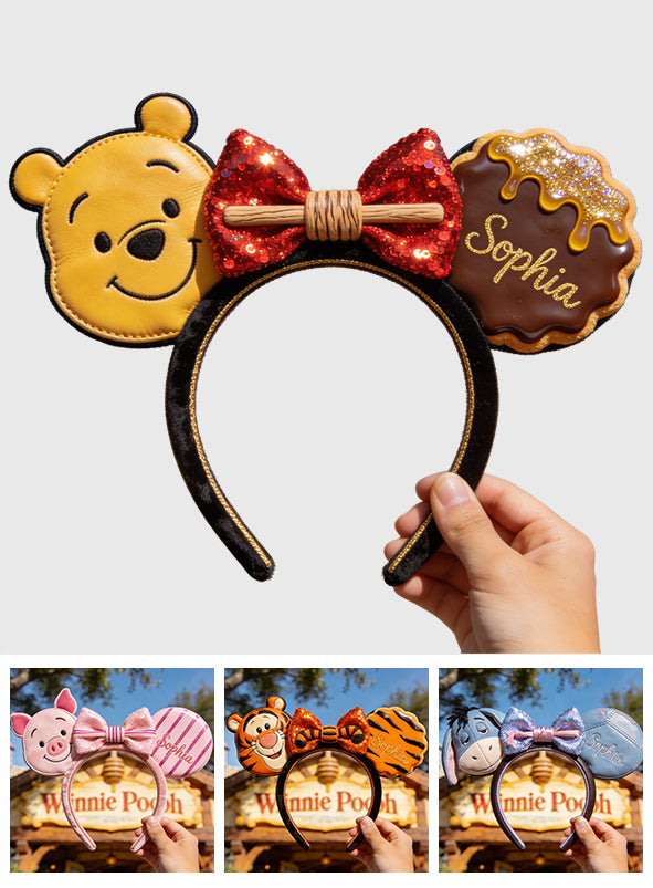 Personalized Winnie Pooh Leather Headband Fun Gift for Kids Shaped Leather Headband GradoCreations