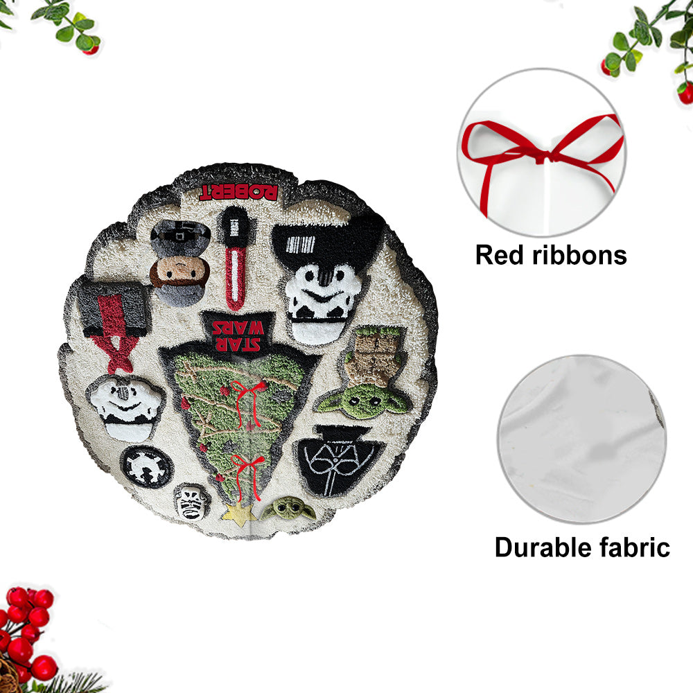 Personalized Star Wars Shaped Tree Skirt Custom Name Holiday Decor Shaped Tree Skirt GradoCreations