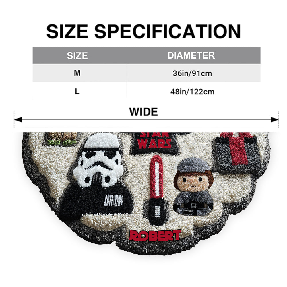 Personalized Star Wars Shaped Tree Skirt Custom Name Holiday Decor Shaped Tree Skirt GradoCreations