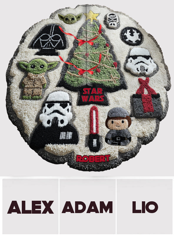 Personalized Star Wars Shaped Tree Skirt Custom Name Holiday Decor Shaped Tree Skirt GradoCreations