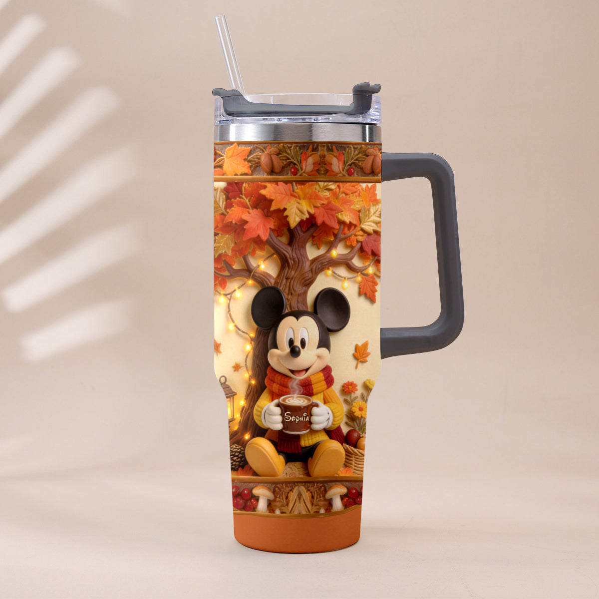 Personalized Fall Tumbler with Plush Charm for Gifts Tumbler With Plush Charm GradoCreations