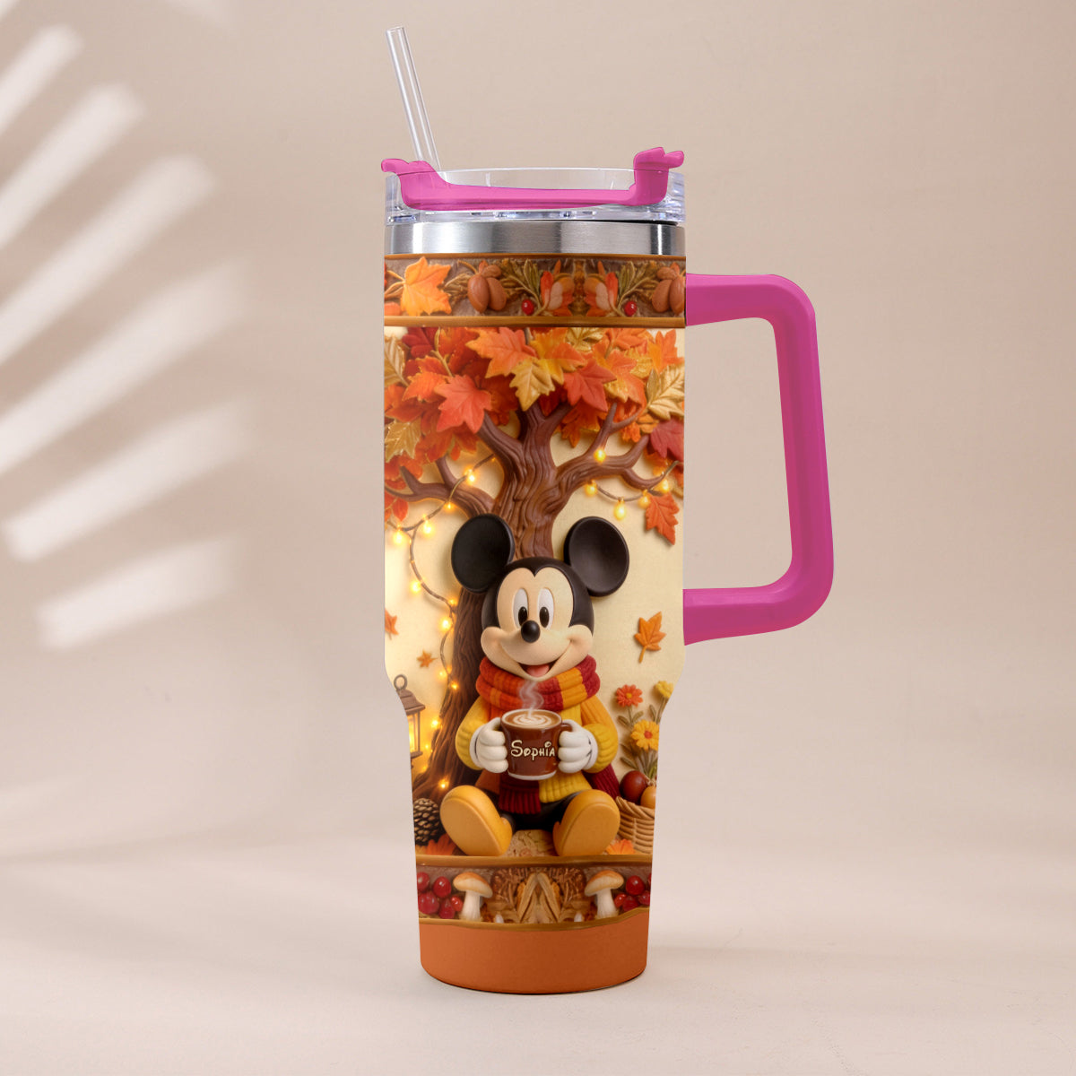 Personalized Fall Tumbler with Plush Charm for Gifts Tumbler With Plush Charm GradoCreations