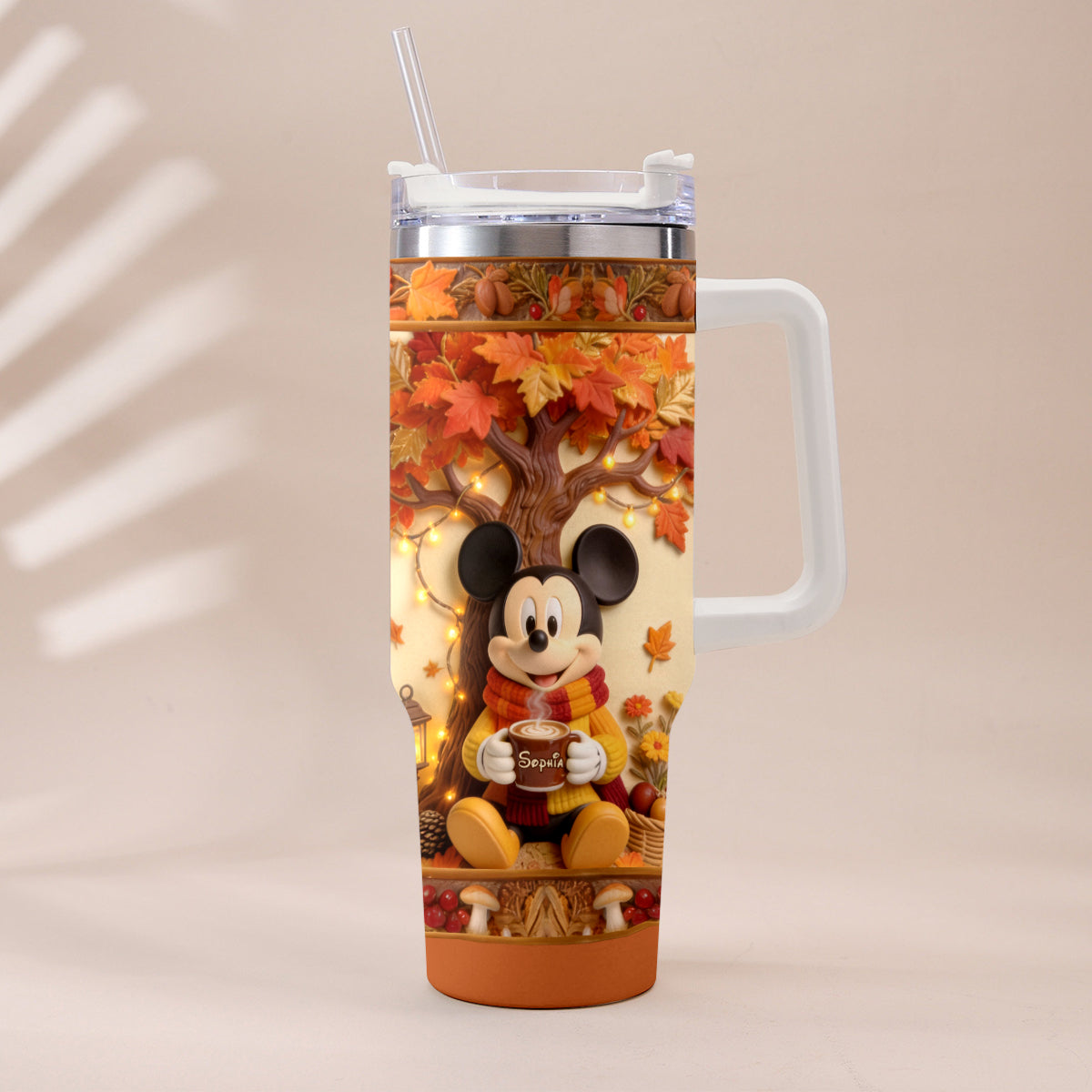 Personalized Fall Tumbler with Plush Charm for Gifts Tumbler With Plush Charm GradoCreations