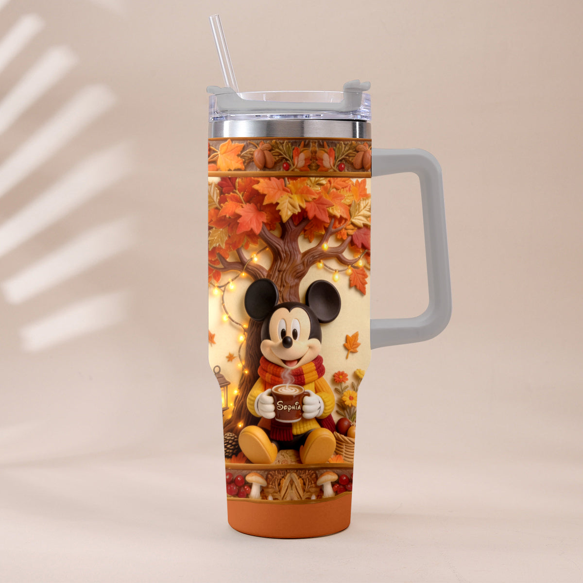 Personalized Fall Tumbler with Plush Charm for Gifts Tumbler With Plush Charm GradoCreations