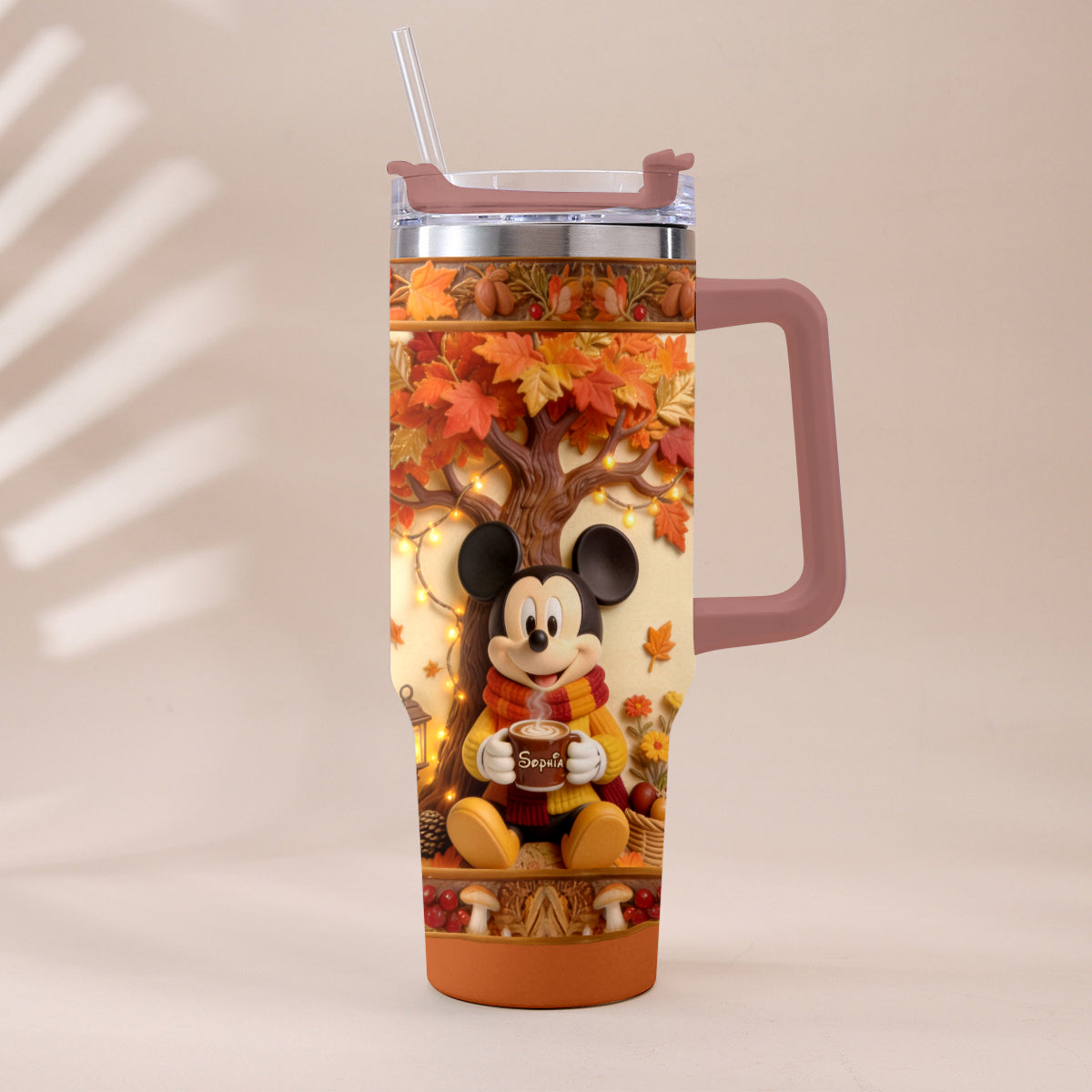 Personalized Fall Tumbler with Plush Charm for Gifts Tumbler With Plush Charm GradoCreations