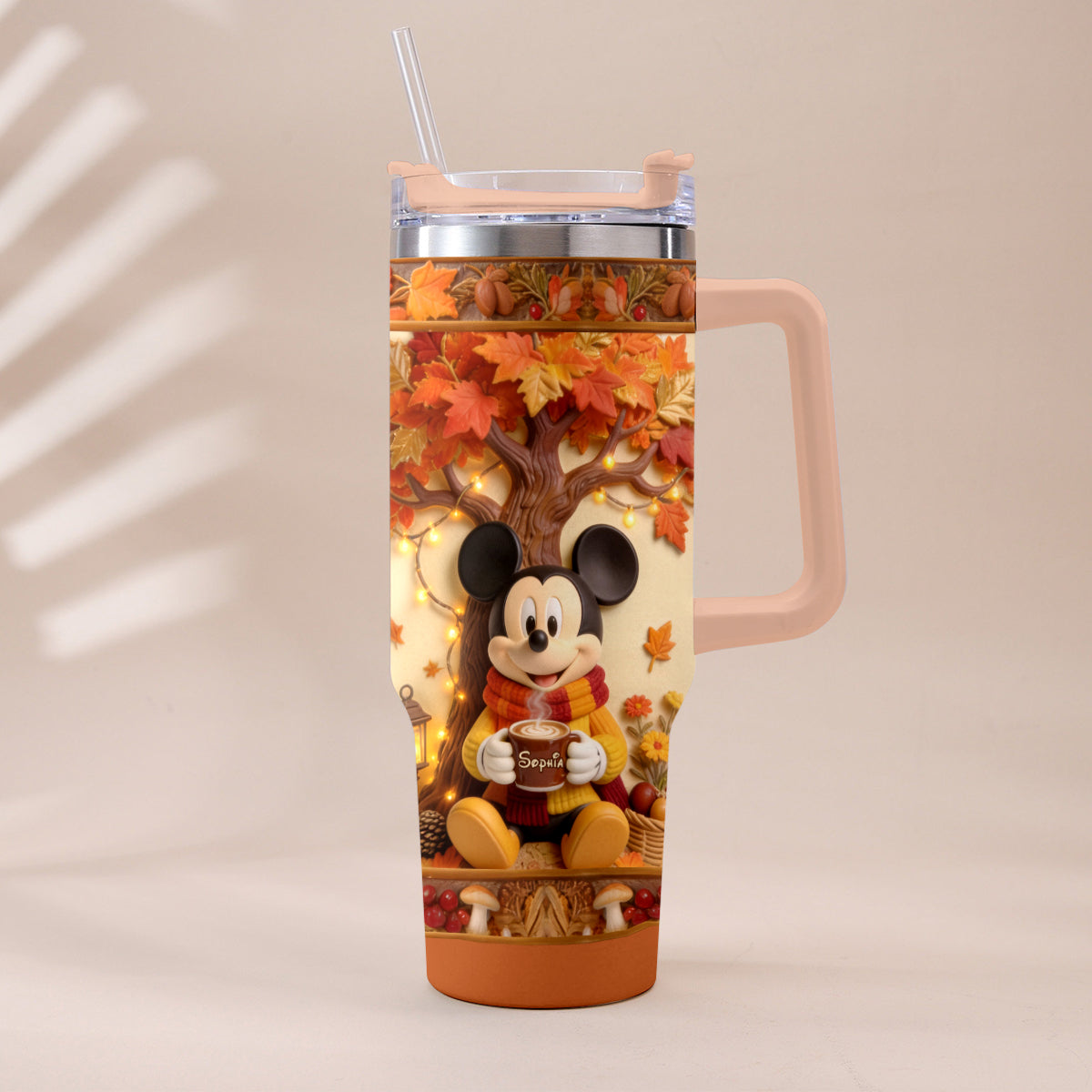 Personalized Fall Tumbler with Plush Charm for Gifts Tumbler With Plush Charm GradoCreations
