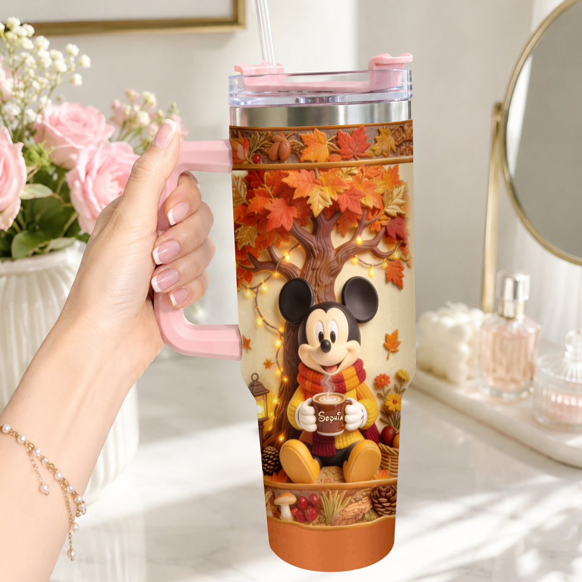 Personalized Fall Tumbler with Plush Charm for Gifts Tumbler With Plush Charm GradoCreations