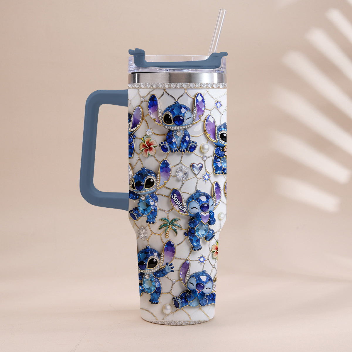 Personalized Ohana Tumbler with Handle Custom Name Gift for Family Tumbler With Handle GradoCreations