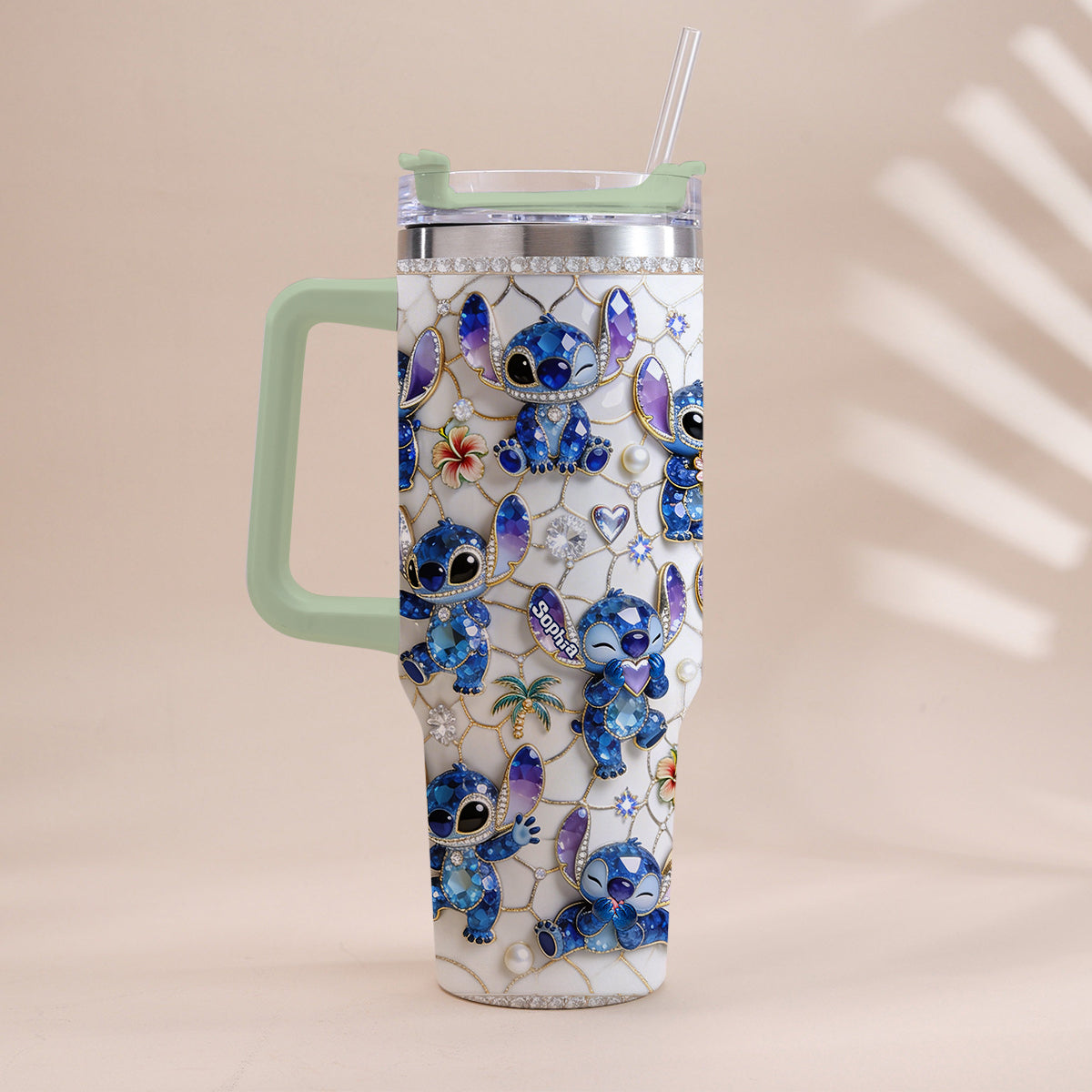 Personalized Ohana Tumbler with Handle Custom Name Gift for Family Tumbler With Handle GradoCreations