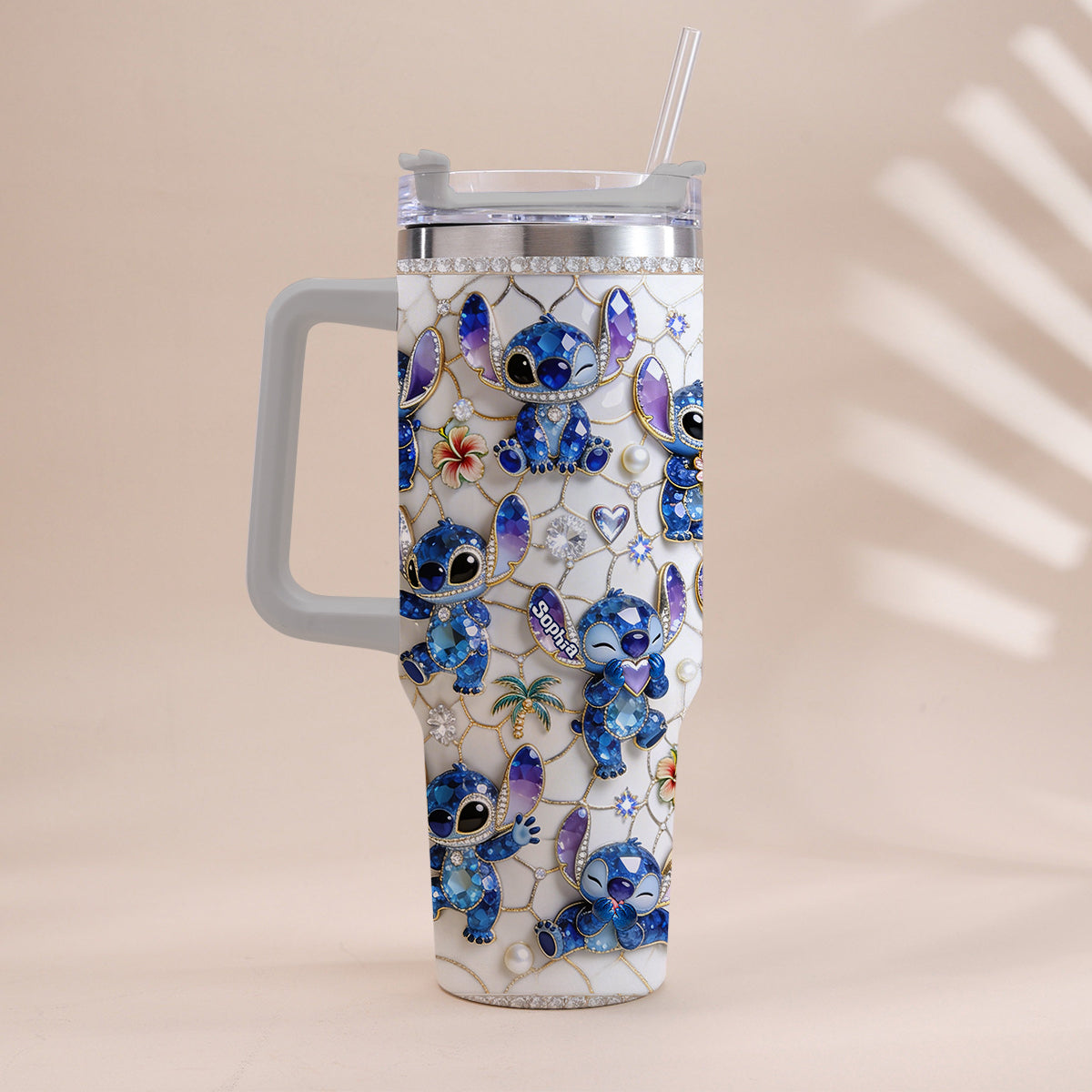 Personalized Ohana Tumbler with Handle Custom Name Gift for Family Tumbler With Handle GradoCreations