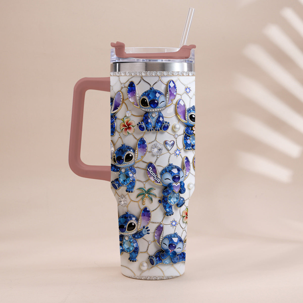 Personalized Ohana Tumbler with Handle Custom Name Gift for Family Tumbler With Handle GradoCreations