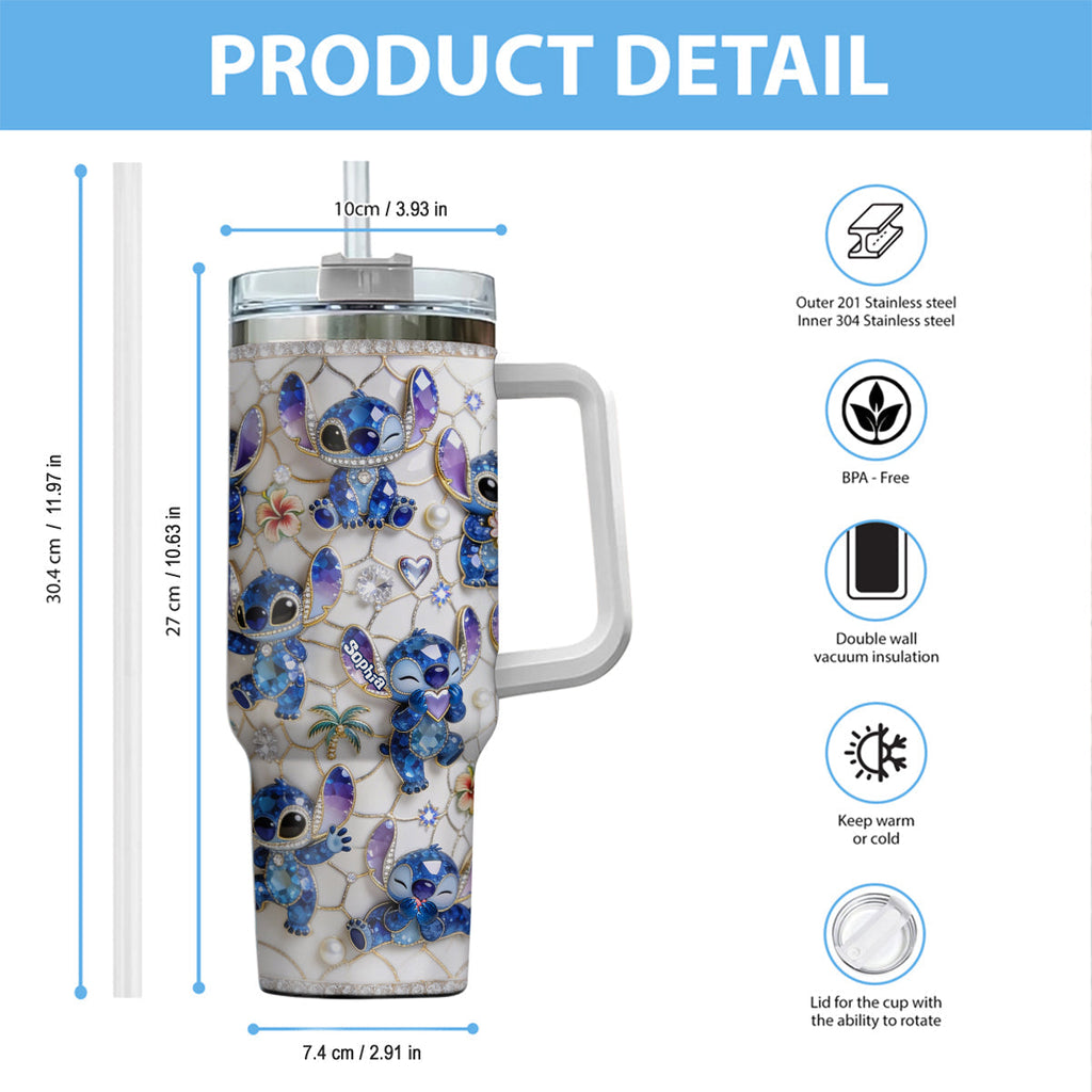 Personalized Ohana Tumbler with Handle Custom Name Gift for Family Tumbler With Handle GradoCreations