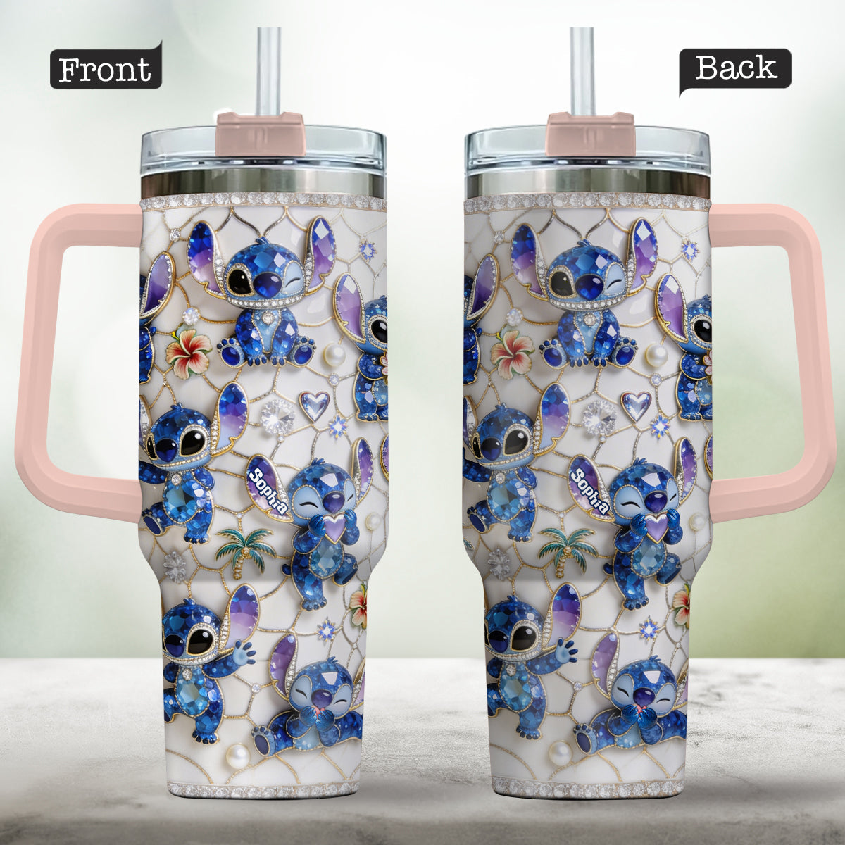 Personalized Ohana Tumbler with Handle Custom Name Gift for Family Tumbler With Handle GradoCreations