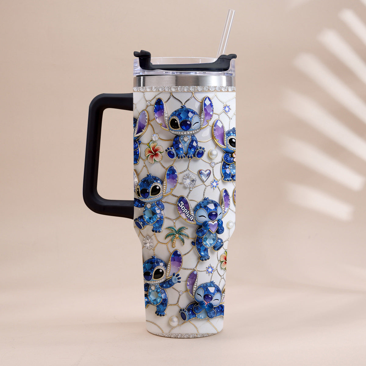 Personalized Ohana Tumbler with Handle Custom Name Gift for Family Tumbler With Handle GradoCreations
