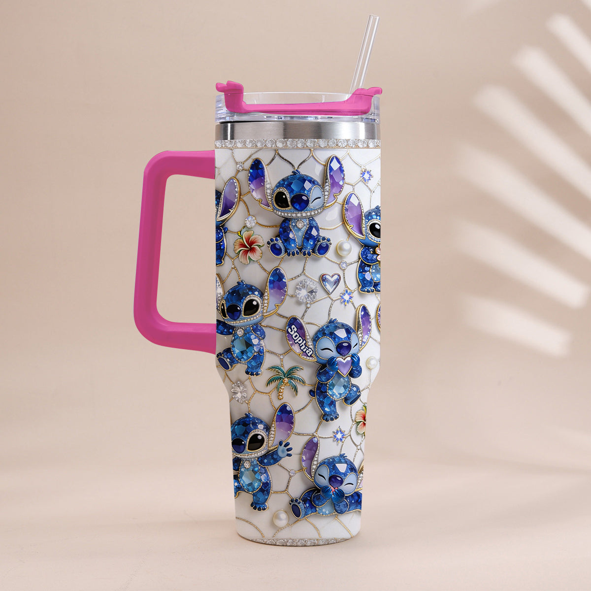 Personalized Ohana Tumbler with Handle Custom Name Gift for Family Tumbler With Handle GradoCreations