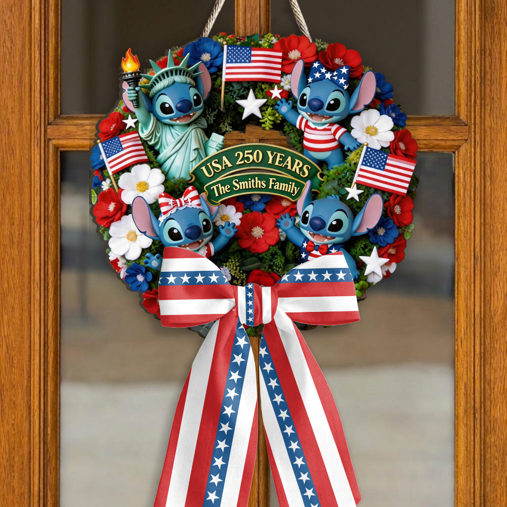 Personalized Ohana Shaped Wood Sign with Sash for Family 250th Anniversary Shaped Wood Sign With Sash GradoCreations