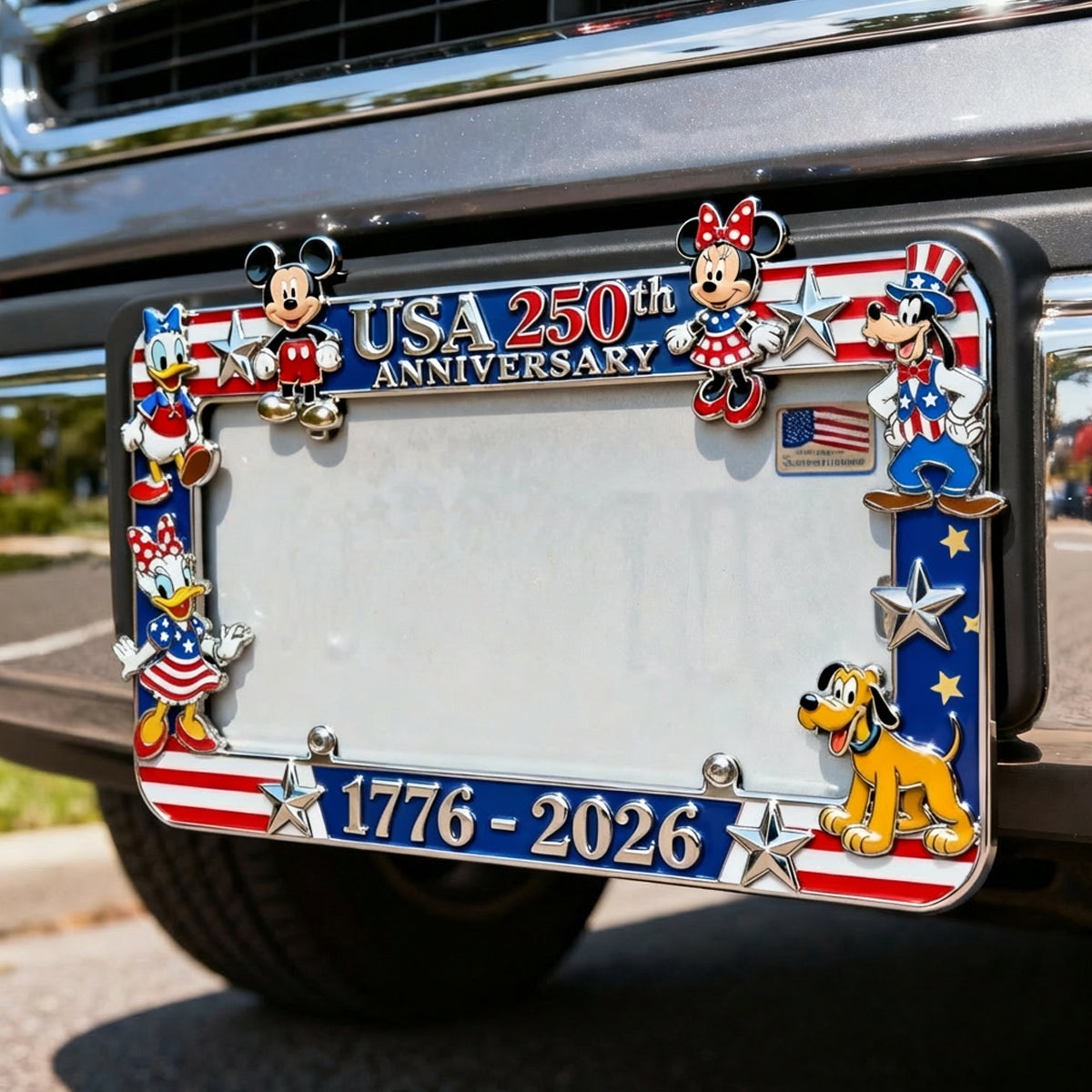 Personalized USA 250th Anniversary Mouse License Plate Frame Gift License Plate Frames GradoCreations