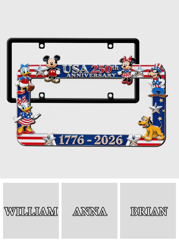 Personalized USA 250th Anniversary Mouse License Plate Frame Gift License Plate Frames GradoCreations