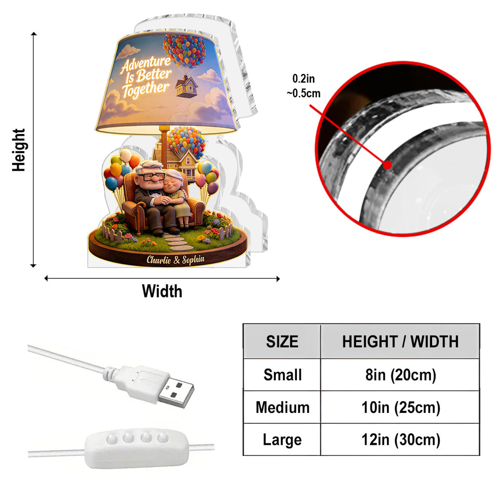 Personalized 3D Acrylic LED Night Light Unique Couple Gift Acrylic LED Night Light GradoCreations