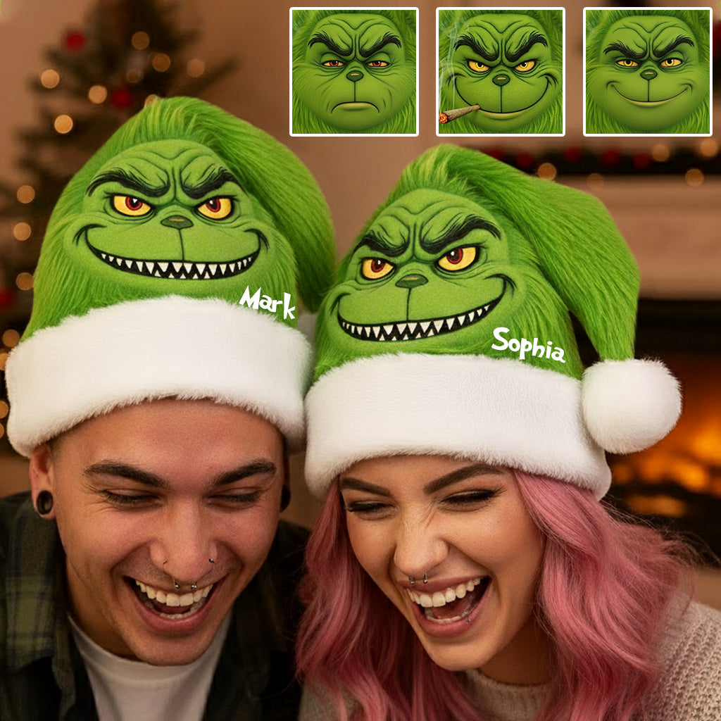 Personalized Grinch Santa Hat for Christmas Family Gift Santa Claus Hat GradoCreations