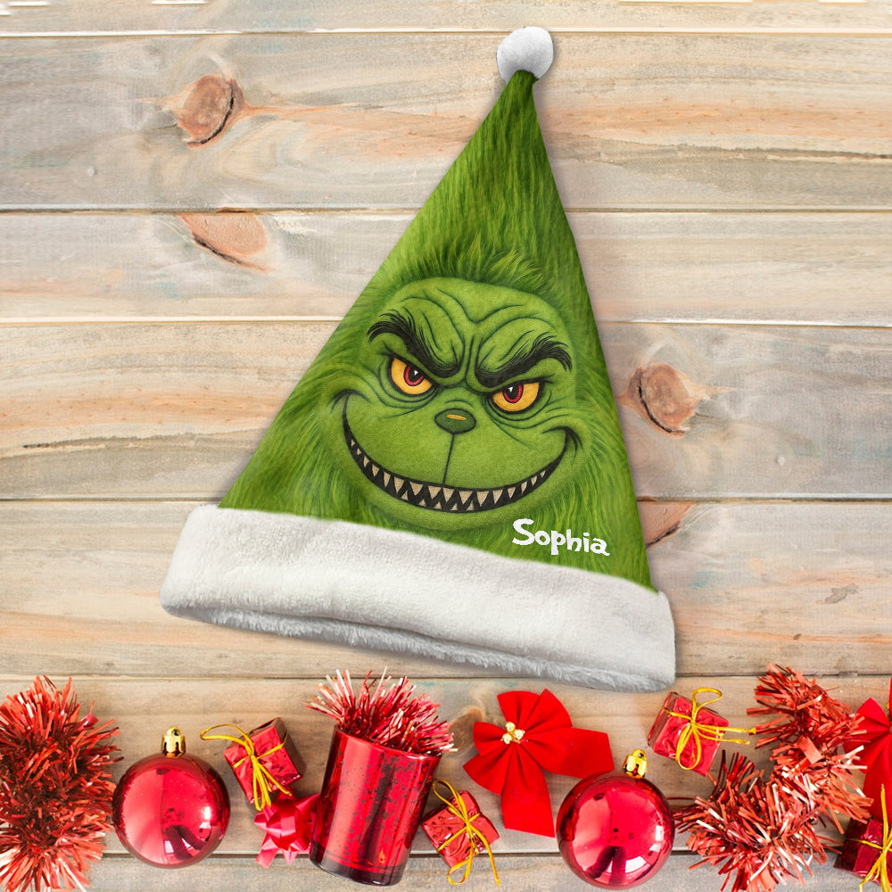 Personalized Grinch Santa Hat for Christmas Family Gift Santa Claus Hat GradoCreations