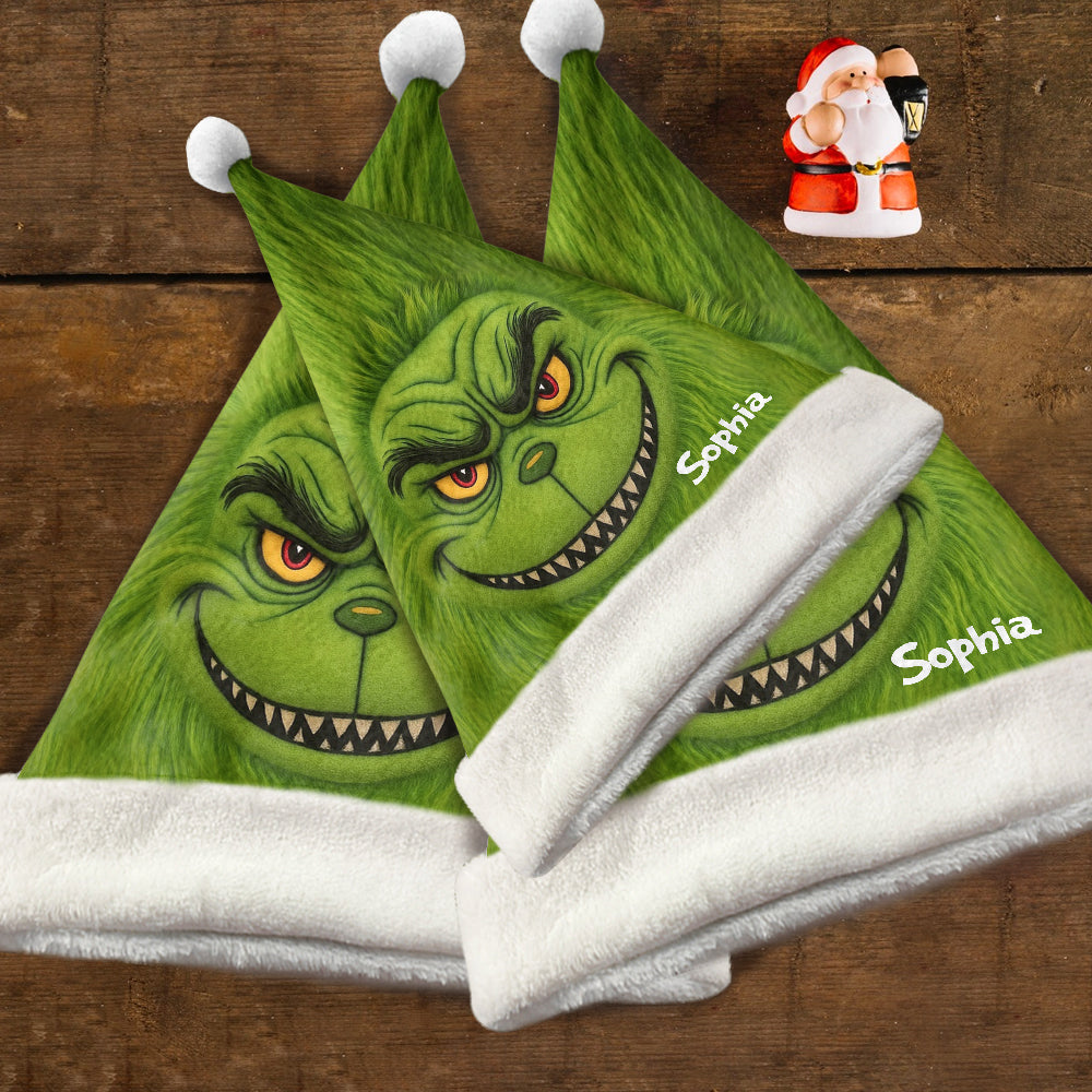 Personalized Grinch Santa Hat for Christmas Family Gift Santa Claus Hat GradoCreations