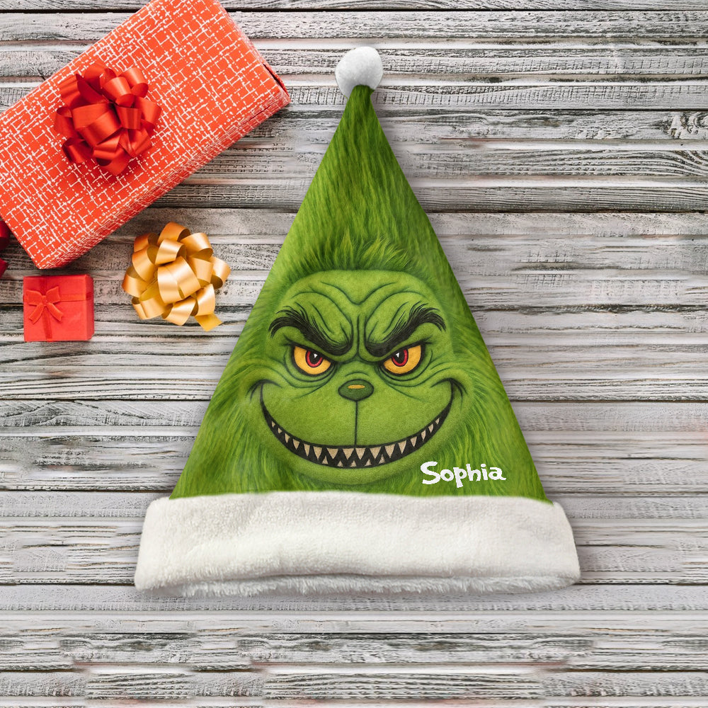 Personalized Grinch Santa Hat for Christmas Family Gift Santa Claus Hat GradoCreations