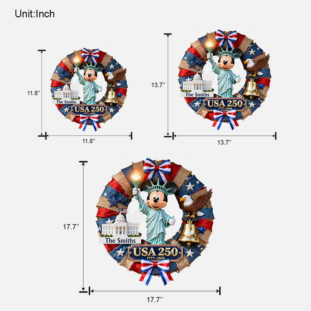 Personalized USA 250th Anniversary Wreath Custom Wood Sign Wood Sign GradoCreations