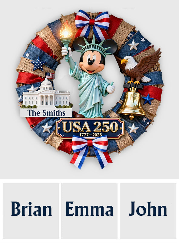 Personalized USA 250th Anniversary Wreath Custom Wood Sign Wood Sign GradoCreations