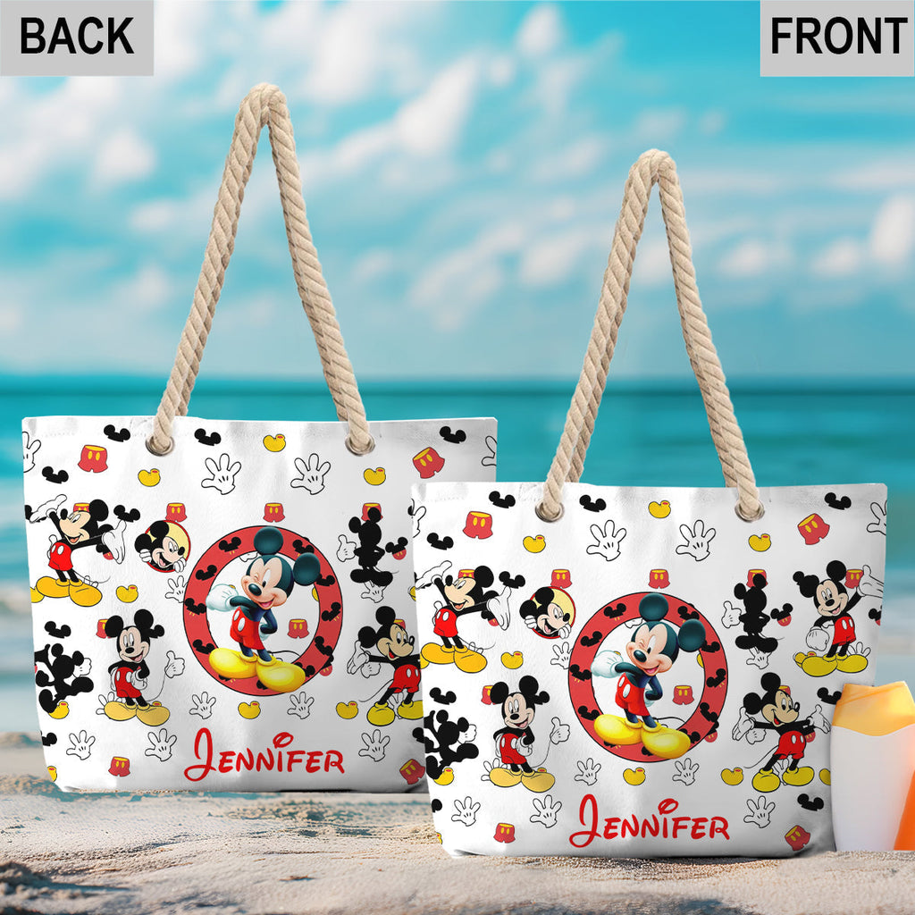 Personalized Mickey Mouse Beach Bag Custom Name Canvas Tote Beach Bag GradoCreations