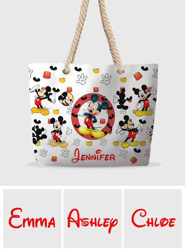 Personalized Mickey Mouse Beach Bag Custom Name Canvas Tote Beach Bag GradoCreations